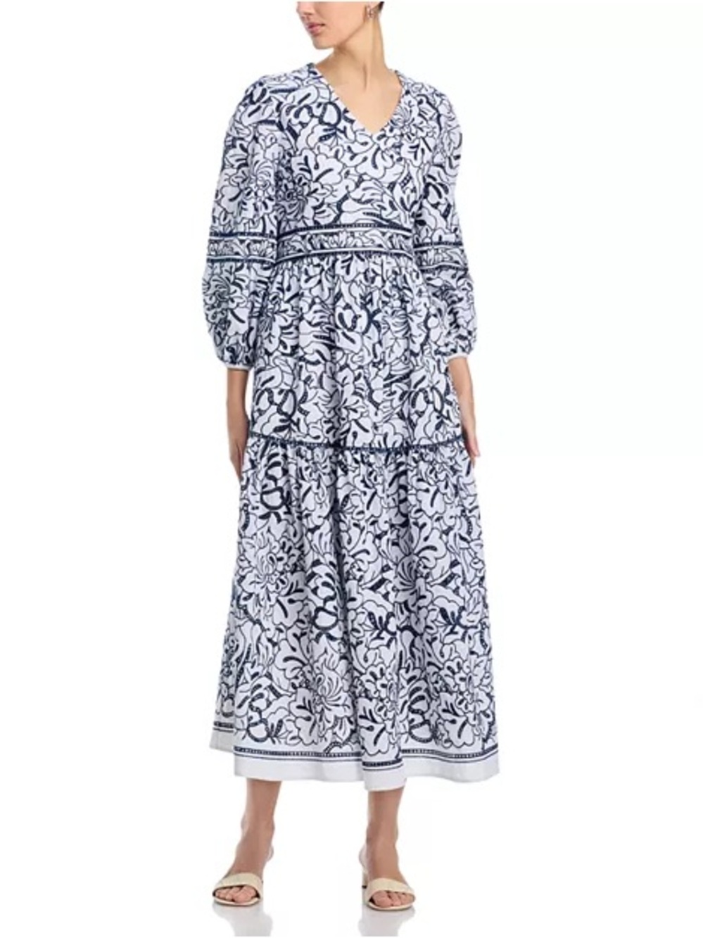 Misook Embroidered Floral Maxi Dress EUC $528